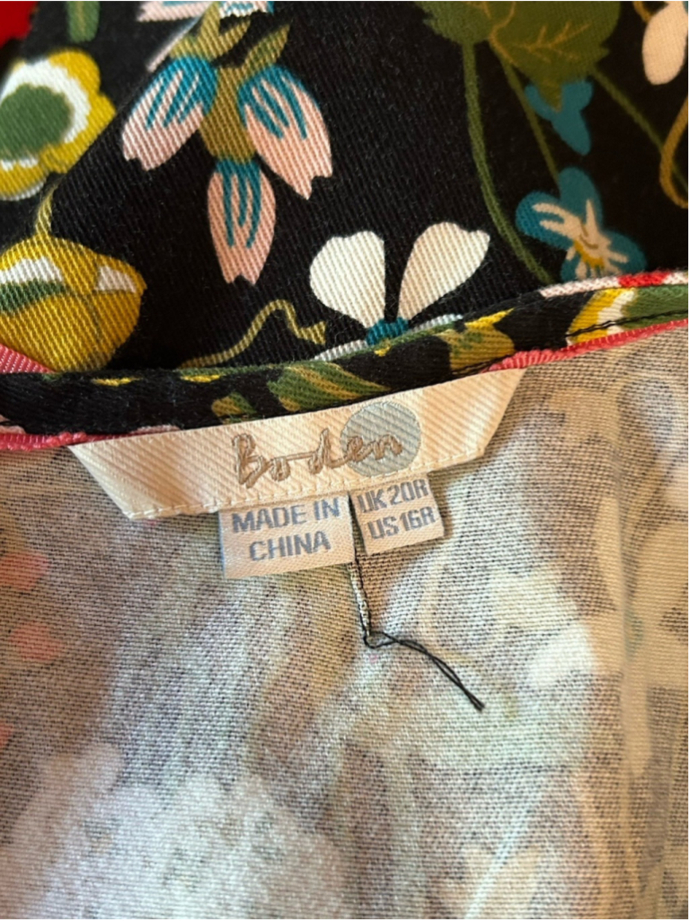 Boden Black Floral Print Carina WW097 Stretch Back Zip Sheath Dress US 16R - Picture 6 of 6